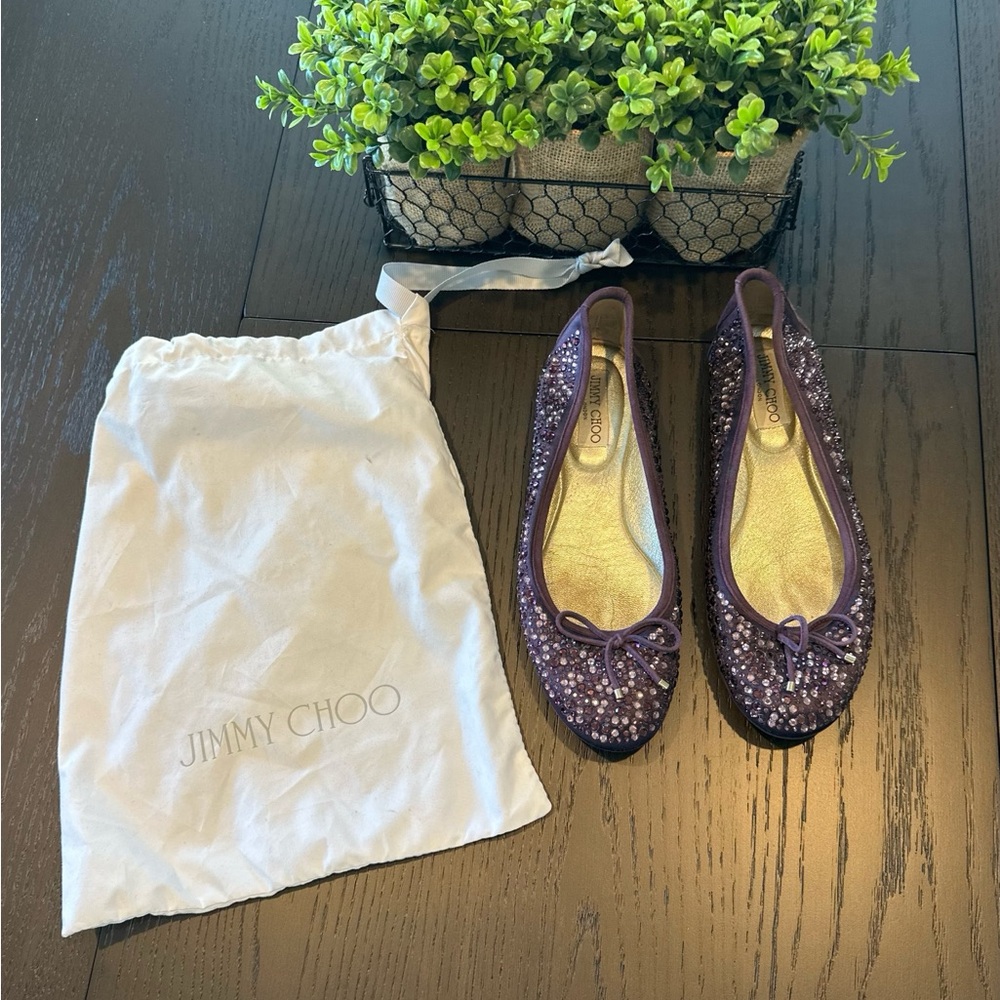 Jimmy Choo Sparkling Purple Flats